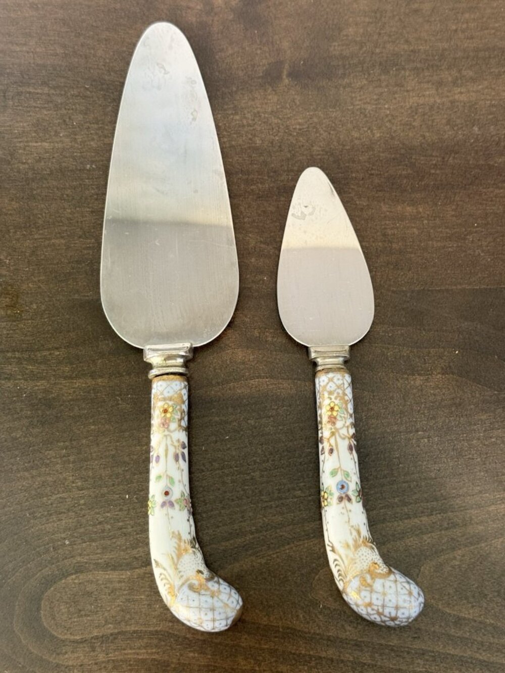 Vintage 2 Piece Sheffield England Pie & Cake Serving Set Stainless S & Porcelain